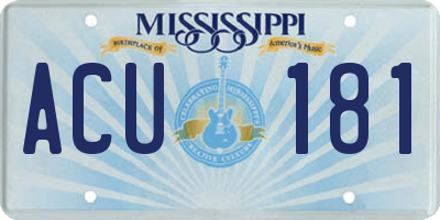 MS license plate ACU181