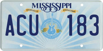 MS license plate ACU183