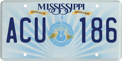 MS license plate ACU186