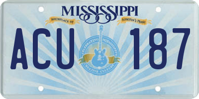 MS license plate ACU187