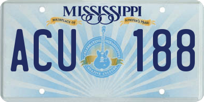 MS license plate ACU188