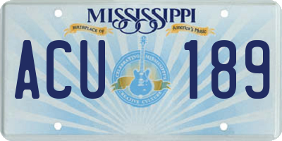 MS license plate ACU189