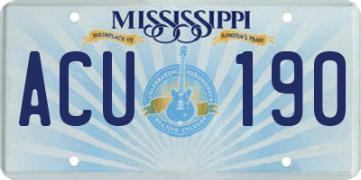 MS license plate ACU190