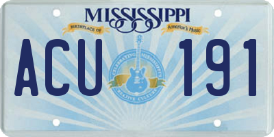 MS license plate ACU191