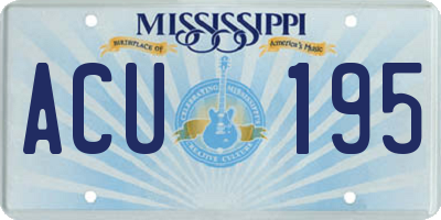 MS license plate ACU195