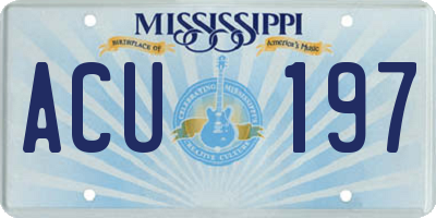 MS license plate ACU197
