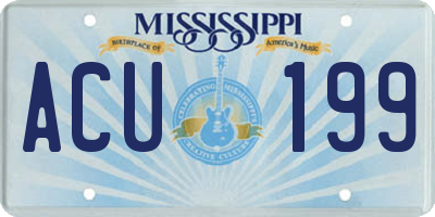 MS license plate ACU199