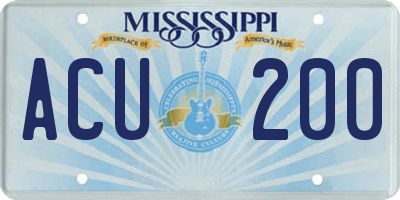 MS license plate ACU200