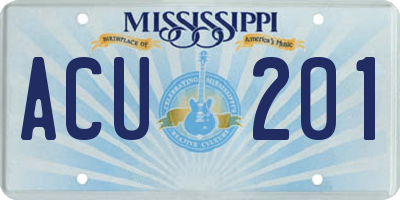MS license plate ACU201