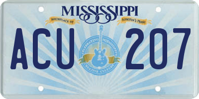 MS license plate ACU207