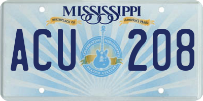 MS license plate ACU208