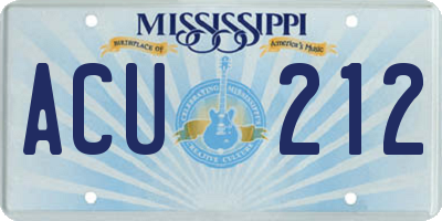 MS license plate ACU212