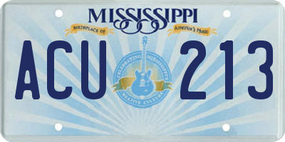 MS license plate ACU213