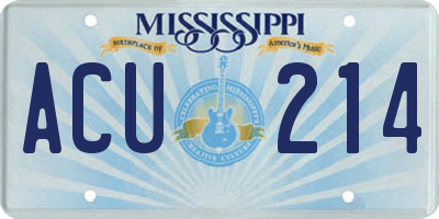 MS license plate ACU214