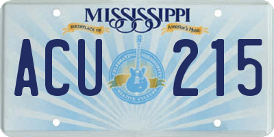 MS license plate ACU215