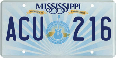 MS license plate ACU216