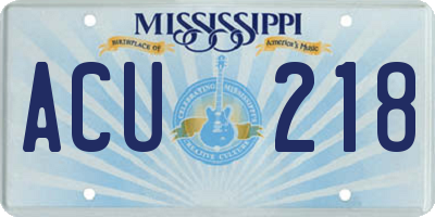 MS license plate ACU218