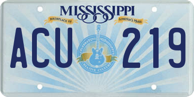 MS license plate ACU219