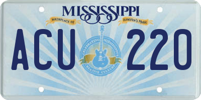 MS license plate ACU220