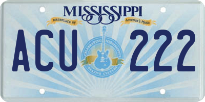 MS license plate ACU222