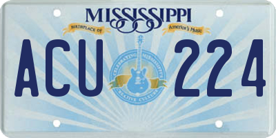 MS license plate ACU224