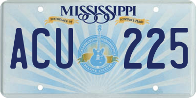 MS license plate ACU225