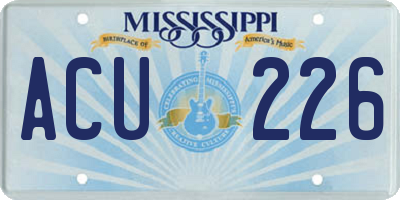 MS license plate ACU226