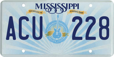 MS license plate ACU228