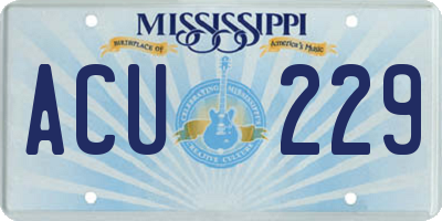 MS license plate ACU229