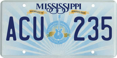 MS license plate ACU235