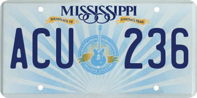 MS license plate ACU236