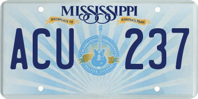 MS license plate ACU237