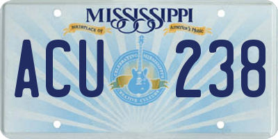 MS license plate ACU238