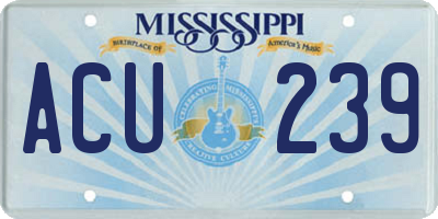 MS license plate ACU239