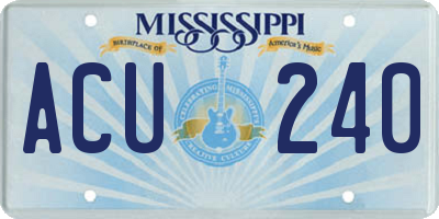 MS license plate ACU240