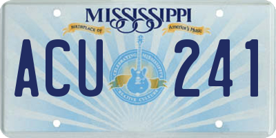 MS license plate ACU241