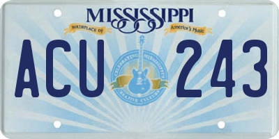 MS license plate ACU243