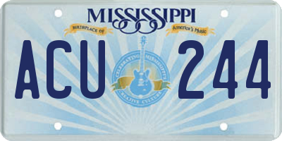 MS license plate ACU244