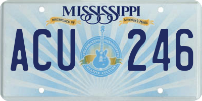 MS license plate ACU246