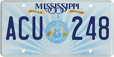 MS license plate ACU248