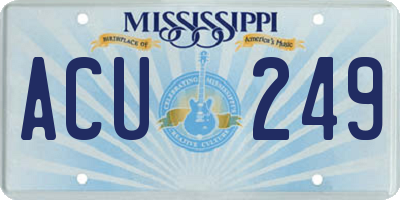 MS license plate ACU249