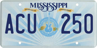 MS license plate ACU250