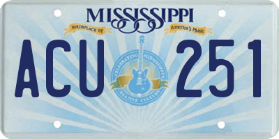 MS license plate ACU251