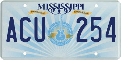 MS license plate ACU254