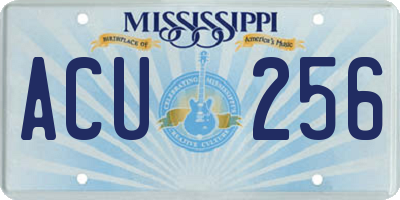 MS license plate ACU256