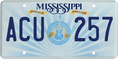 MS license plate ACU257