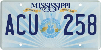 MS license plate ACU258