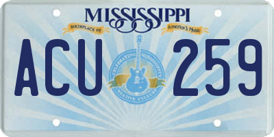MS license plate ACU259