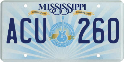 MS license plate ACU260