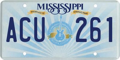 MS license plate ACU261